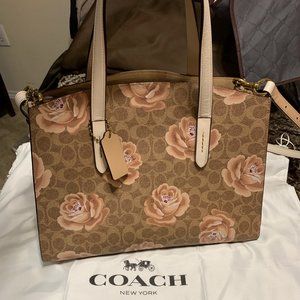 Coach Charlie Carryall Signature Rose Print